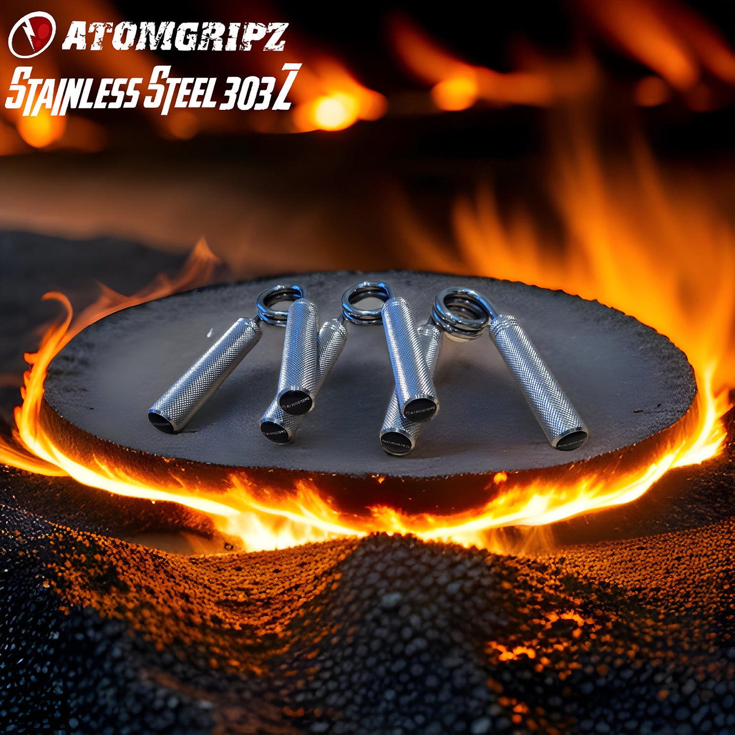 Official AtomGripz Hand Grippers - Stainless Steel 303z