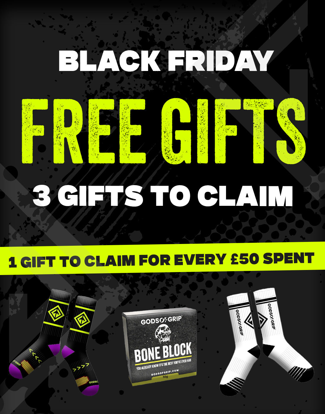 Black Friday promotion with free gifts on a dark background