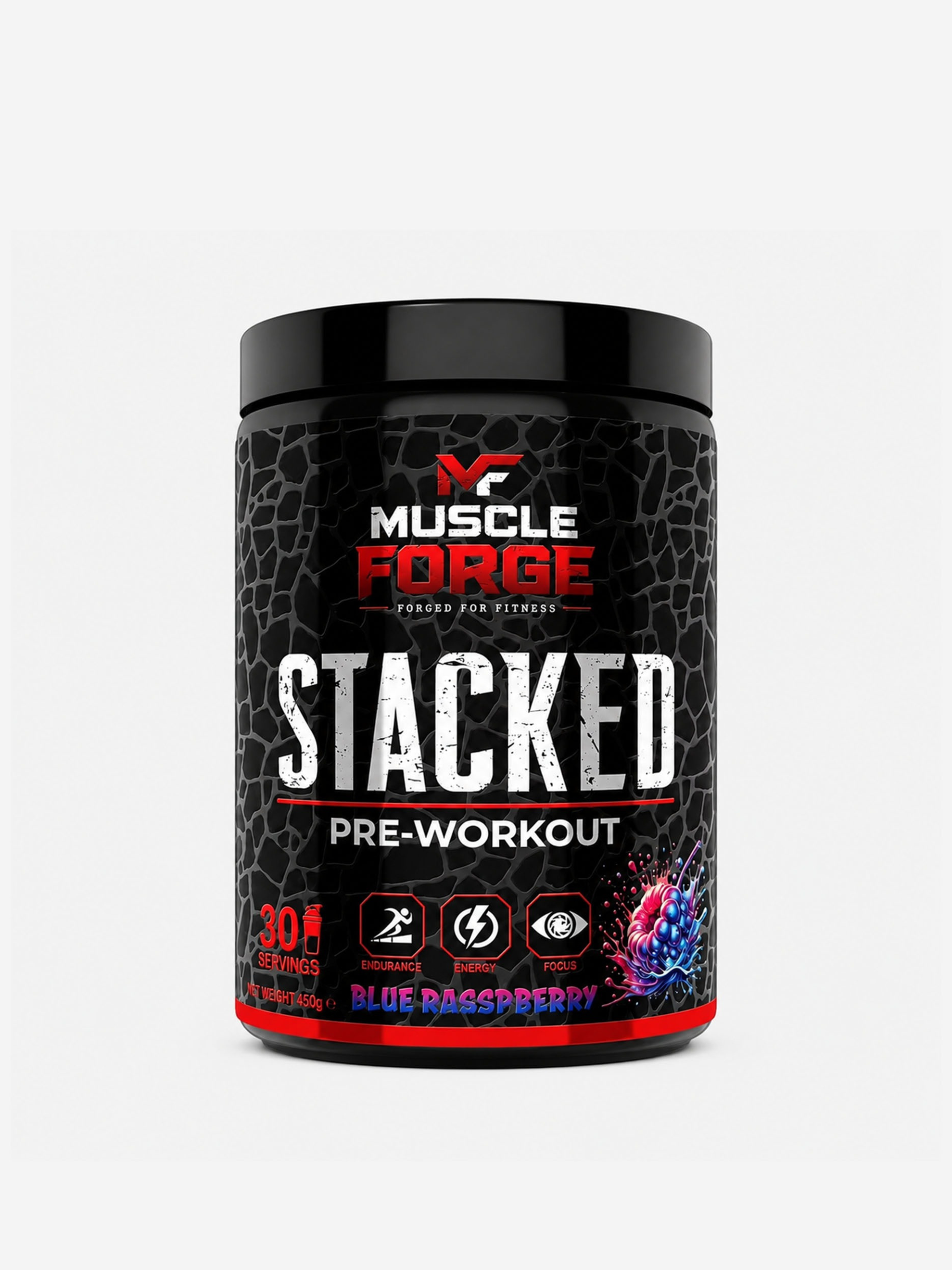 muscle forge stacked pre workout blue raspberry