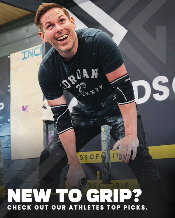Man in athletic wear with text promoting athletes' top picks for grips.