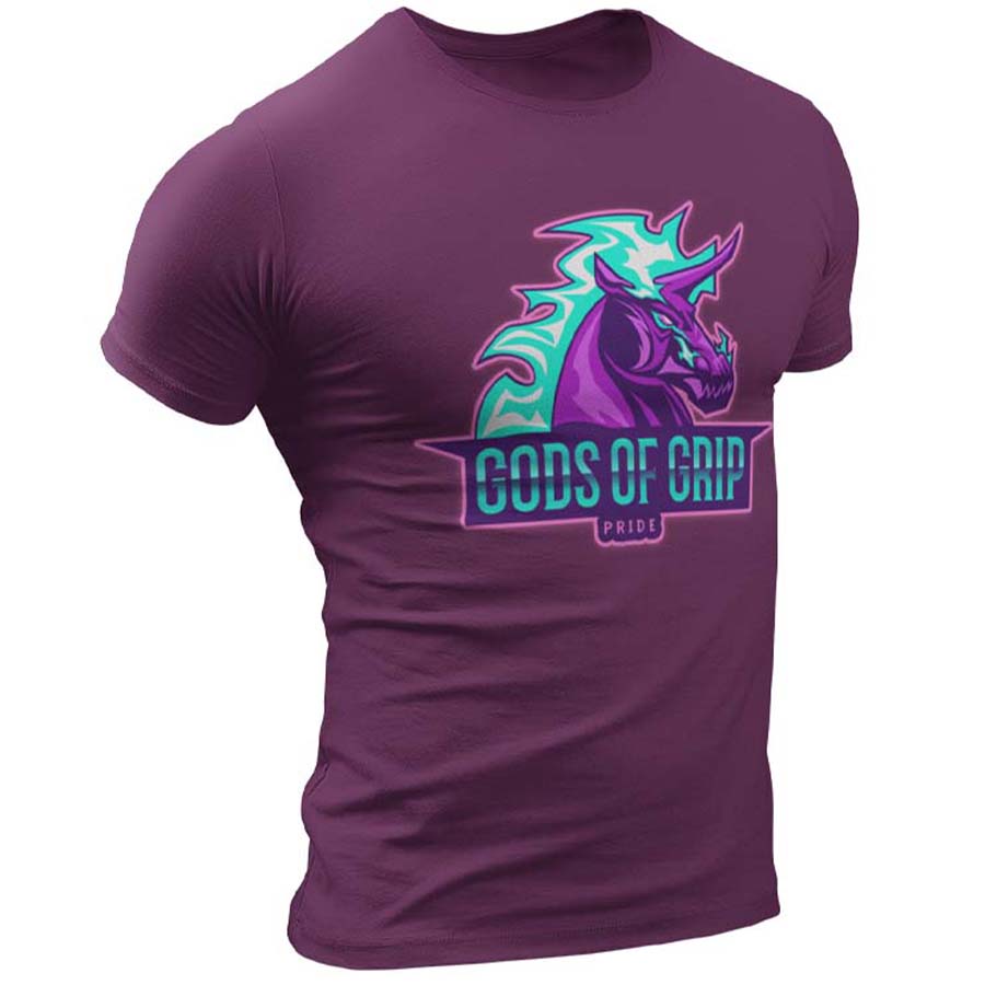 Unicorn Pride Gods Of Grip T-Shirt #colour_burgundy